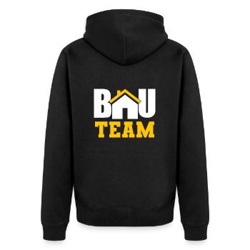 Bau Team Baustelle Bauarbeiter Hausbau - Unisex Premium Bio Zip Hoodie - Schwarz - Hinten - Nico (187cm)
