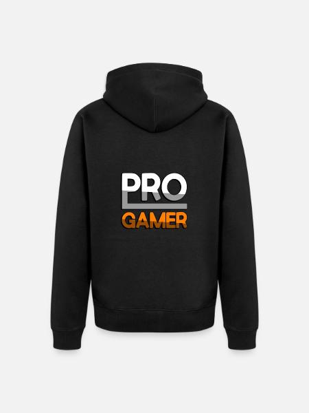 PRO GAMER (Orange) - Gaming - Unisex Premium Organic Zip Hoodie - black