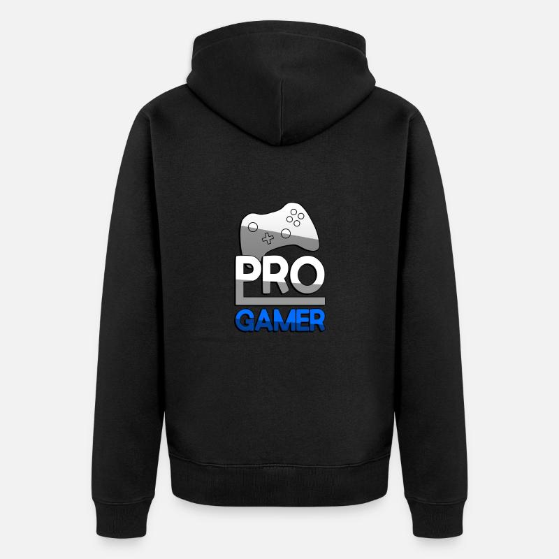 PRO GAMER (Blau) + Controller - Gaming - Unisex Premium Bio Zip Hoodie - Schwarz
