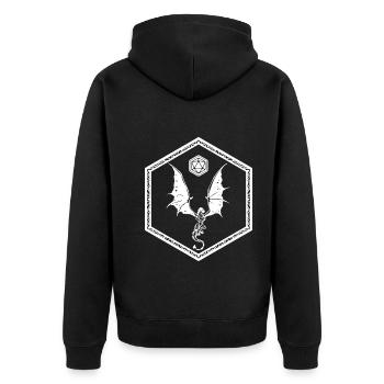 Hexagon Design Dragon Würfel - Unisex Premium Bio Zip Hoodie - Schwarz - Hinten - Nico (187cm)