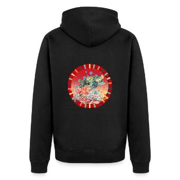 Turtle_Ocean - Unisex Premium Bio Zip Hoodie - Schwarz - Hinten - Nico (187cm)