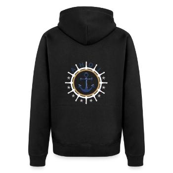 Ahoy Steering Wheel Anchor Starfish - Unisex Premium Organic Zip Hoodie - black - Back - Nico (187cm)