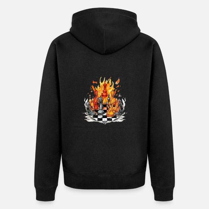 Echiquier en feu - Veste à capuche bio Premium Unisexe - noir