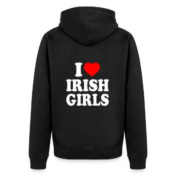 I love irish girls - Unisex Premium Bio Zip Hoodie - Schwarz - Hinten - Nico (187cm)