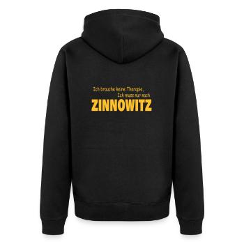 Therapie ZINNOWITZ - Unisex Premium Bio Zip Hoodie - Schwarz - Hinten - Nico (187cm)