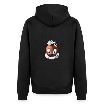 Pittiplatsch 3D - Unisex Premium Bio Zip Hoodie - Schwarz - Hinten - Nico (187cm)
