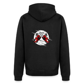 Säge Motorsäge Kettensäge - Unisex Premium Bio Zip Hoodie - Schwarz - Hinten - Nico (187cm)