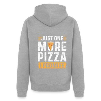 Mehr Pizza - Unisex Premium Bio Zip Hoodie - Grau meliert - Hinten - Nico (187cm)