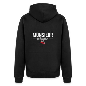 Monsieur le bricoleur réparer bricolage humour - Veste à capuche bio Premium Unisexe - noir - Dos - Nico (187cm)