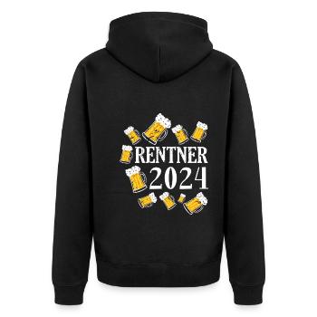 Es lebe Rente 2024 für Rentner Ruhestand - Unisex Premium Bio Zip Hoodie - Schwarz - Hinten - Nico (187cm)