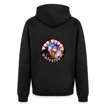 ice cream universum - Unisex Premium Bio Zip Hoodie - Schwarz - Hinten - Nico (187cm)