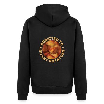 Addicted To Roast Potatoes Round - Unisex Premium Organic Zip Hoodie - black - Back - Nico (187cm)
