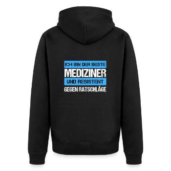 Resistant Physician - Unisex Premium Organic Zip Hoodie - black - Back - Nico (187cm)