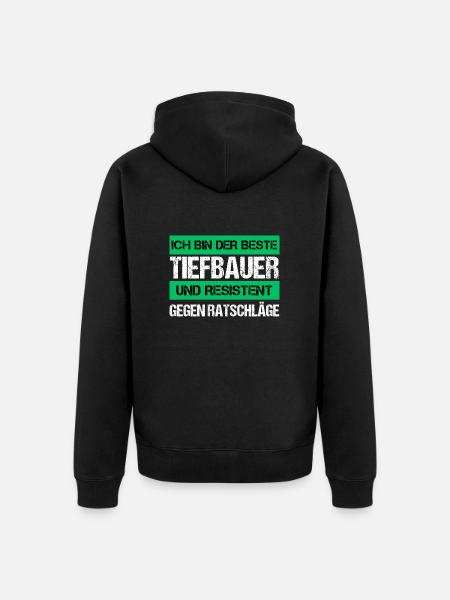 Resistenter Tiefbauer - Unisex Premium Bio Zip Hoodie - Schwarz