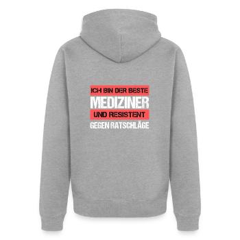 Resistant Physician - Unisex Premium Organic Zip Hoodie - heather grey - Back - Nico (187cm)