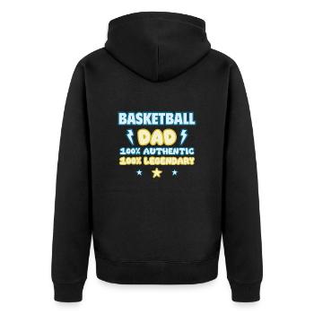 Basketball Papa,Vatertagsgeschenk, Legendär - Unisex Premium Bio Zip Hoodie - Schwarz - Hinten - Nico (187cm)