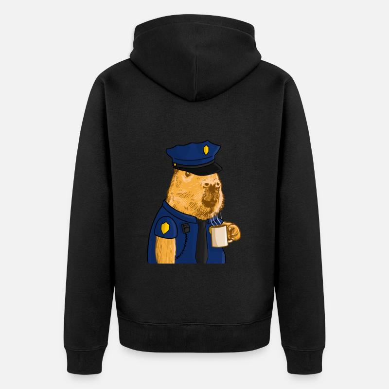 Polizei Capybara - Unisex Premium Bio Zip Hoodie - Schwarz