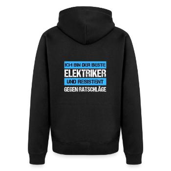 Resistant Electrician - Unisex Premium Organic Zip Hoodie - black - Back - Nico (187cm)