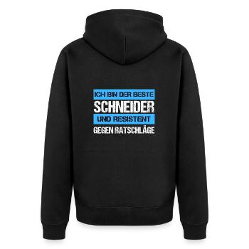 Resistenter Schneider - Unisex Premium Bio Zip Hoodie - Schwarz - Hinten - Nico (187cm)