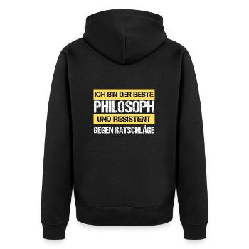Resistant Philosopher - Unisex Premium Organic Zip Hoodie - black - Back - Nico (187cm)