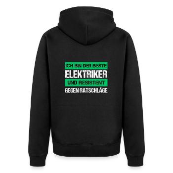 Resistant Electrician - Unisex Premium Organic Zip Hoodie - black - Back - Nico (187cm)