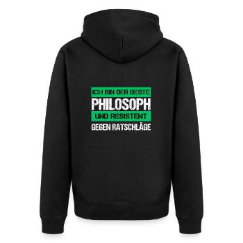 Resistant Philosopher - Unisex Premium Organic Zip Hoodie - black - Back - Nico (187cm)
