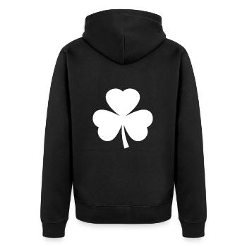 cloverleaf - Unisex Premium Organic Zip Hoodie - black - Back - Nico (187cm)