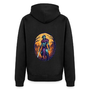 Gruseliges Halloween-party-kostüm, Zombie-krieger - Unisex Premium Organic Zip Hoodie - black - Back - Nico (187cm)