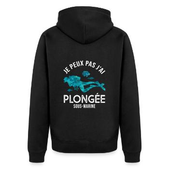 plongée je peux pas j ai plongée sous marine sport - Veste à capuche bio Premium Unisexe - noir - Dos - Nico (187cm)
