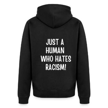 Fck Nzs Gegen Rassismus Geschenk - Unisex Premium Bio Zip Hoodie - Schwarz - Hinten - Nico (187cm)