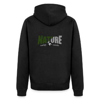 NATURE roadsign australia - Unisex Premium Bio Zip Hoodie - Schwarz - Hinten - Nico (187cm)