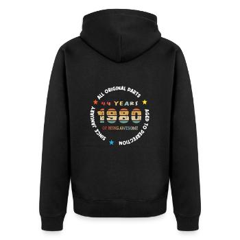 Awesome seit Januar 1980 Jahrgang 44 Jahre Geburtstag - Unisex Premium Bio Zip Hoodie - Schwarz - Hinten - Nico (187cm)