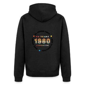 Awesome seit Januar 1980 Jahrgang 44 Jahre Geburtstag - Unisex Premium Bio Zip Hoodie - Schwarz - Hinten - Nico (187cm)