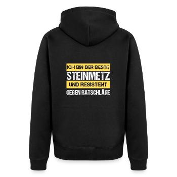 Resistant Stonemason - Unisex Premium Organic Zip Hoodie - black - Back - Nico (187cm)
