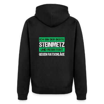 Resistant Stonemason - Unisex Premium Organic Zip Hoodie - black - Back - Nico (187cm)