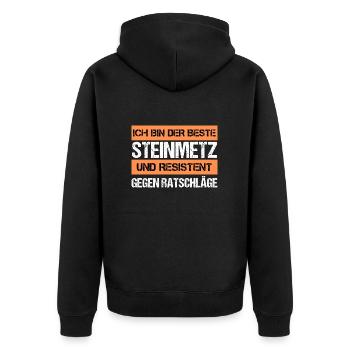 Resistant Stonemason - Unisex Premium Organic Zip Hoodie - black - Back - Nico (187cm)