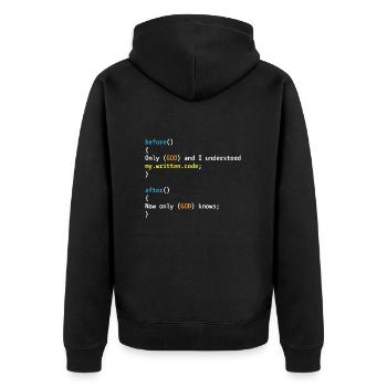 Seuls Dieu et moi comprenons mon code - Veste à capuche bio Premium Unisexe - noir - Dos - Nico (187cm)