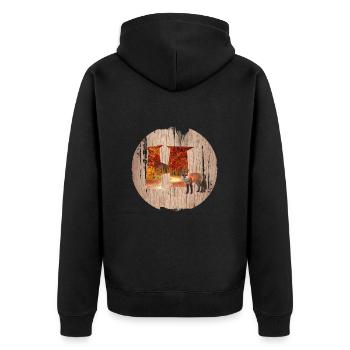 h herbstwald mit fuchs - Unisex Premium Bio Zip Hoodie - Schwarz - Hinten - Nico (187cm)