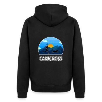 Canicross Natur Laufen Hund Hundesport - Unisex Premium Bio Zip Hoodie - Schwarz - Hinten - Nico (187cm)