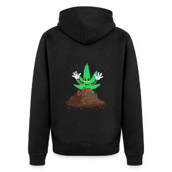 Der Bloom - Weed Cannabis Stoned Hanf Marihuana - Unisex Premium Bio Zip Hoodie - Schwarz - Hinten - Nico (187cm)