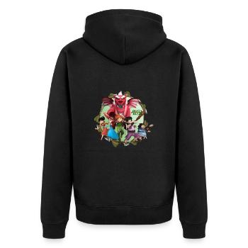 Robin Hood Schlitzohr von Sherwood Gruppe - Unisex Premium Bio Zip Hoodie - Schwarz - Hinten - Nico (187cm)