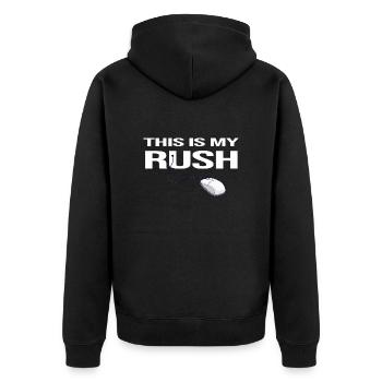 gamer nerds online gameplay rush zocker community - Unisex Premium Bio Zip Hoodie - Schwarz - Hinten - Nico (187cm)