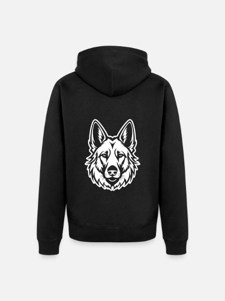 German Shepherd Dog Head - Unisex Premium Organic Zip Hoodie - black
