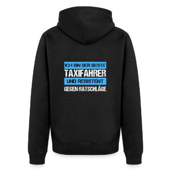 Resistenter Taxifahrer - Unisex Premium Bio Zip Hoodie - Schwarz - Hinten - Nico (187cm)