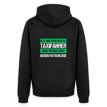 Resistenter Taxifahrer - Unisex Premium Bio Zip Hoodie - Schwarz - Hinten - Nico (187cm)