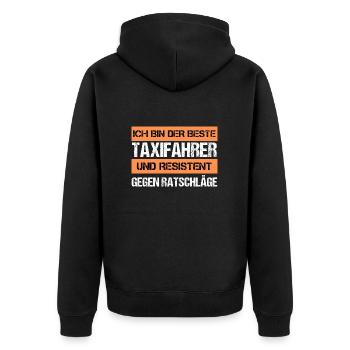 Resistenter Taxifahrer - Unisex Premium Bio Zip Hoodie - Schwarz - Hinten - Nico (187cm)