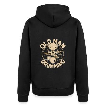 Old Man Drumming Opa spielt Schlagzeug - Unisex Premium Bio Zip Hoodie - Schwarz - Hinten - Nico (187cm)