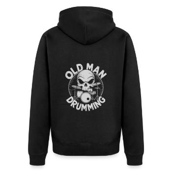Old Man Drumming Opa spielt Schlagzeug - Unisex Premium Bio Zip Hoodie - Schwarz - Hinten - Nico (187cm)