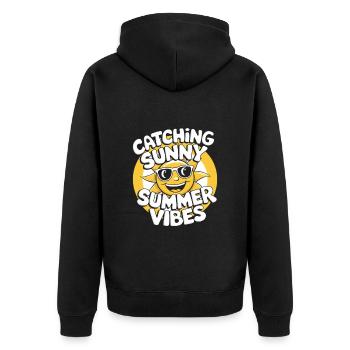 Sunny Summer Moments Vibes Summer Sun - Unisex Premium Organic Zip Hoodie - black - Back - Nico (187cm)