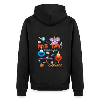 5 Rue Sésame Party Time Joyeux Anniversaire - Veste à capuche bio Premium Unisexe - noir - Dos - Nico (187cm)